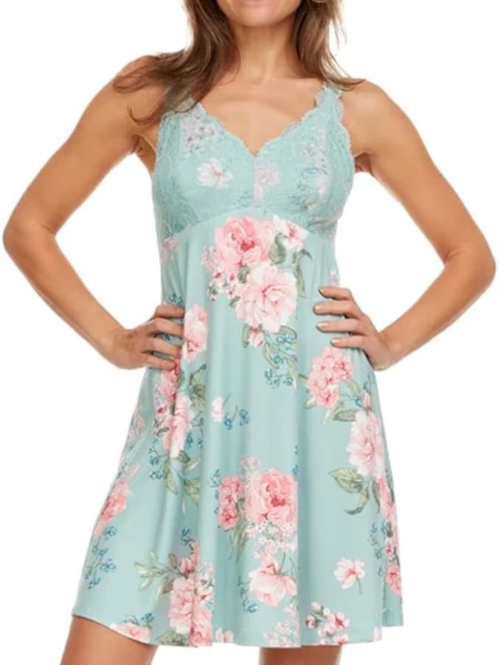 Flora Nikrooz Mint Green Floral Lace Chemise